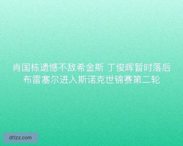 肖国栋遗憾不敌希金斯 丁俊晖暂时落后布雷塞尔进入斯诺克世锦赛第二轮
