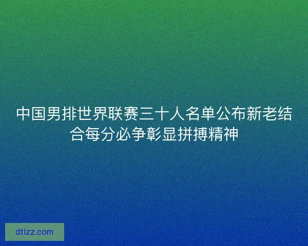中国男排世界联赛三十人名单公布新老结合每分必争彰显拼搏精神