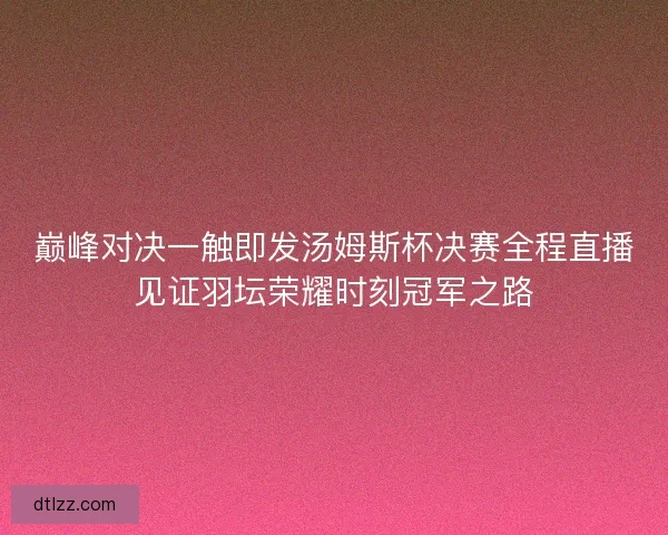 巅峰对决一触即发汤姆斯杯决赛全程直播见证羽坛荣耀时刻冠军之路 巅峰对决一触即发汤姆斯杯决赛全程直播见证羽坛荣耀时刻冠军之路