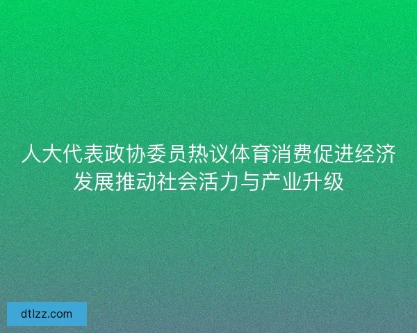 人大代表政协委员热议体育消费促进经济发展推动社会活力与产业升级