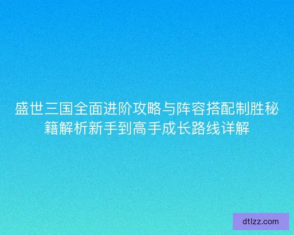 盛世三国全面进阶攻略与阵容搭配制胜秘籍解析新手到高手成长路线详解