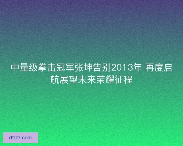 中量级拳击冠军张坤告别2013年 再度启航展望未来荣耀征程 中量级拳击冠军张坤告别2013年 再度启航展望未来荣耀征程
